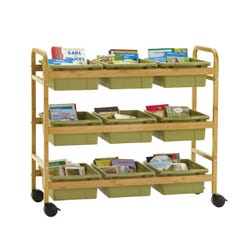 Copernicus Bamboo Book Browser Cart with Sage Tubs, Item Number 2091726