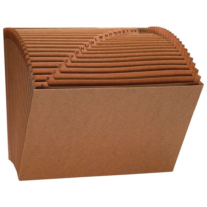 Business Source Expanding File, No Flap, Letter Size, A-Z, 21 Pocket, Brown