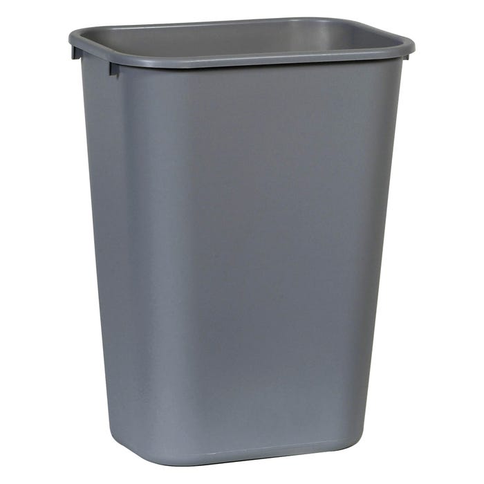 Rubbermaid Standard Rectangle Waste Basket, 41-1/4 Quart, Plastic, Gray