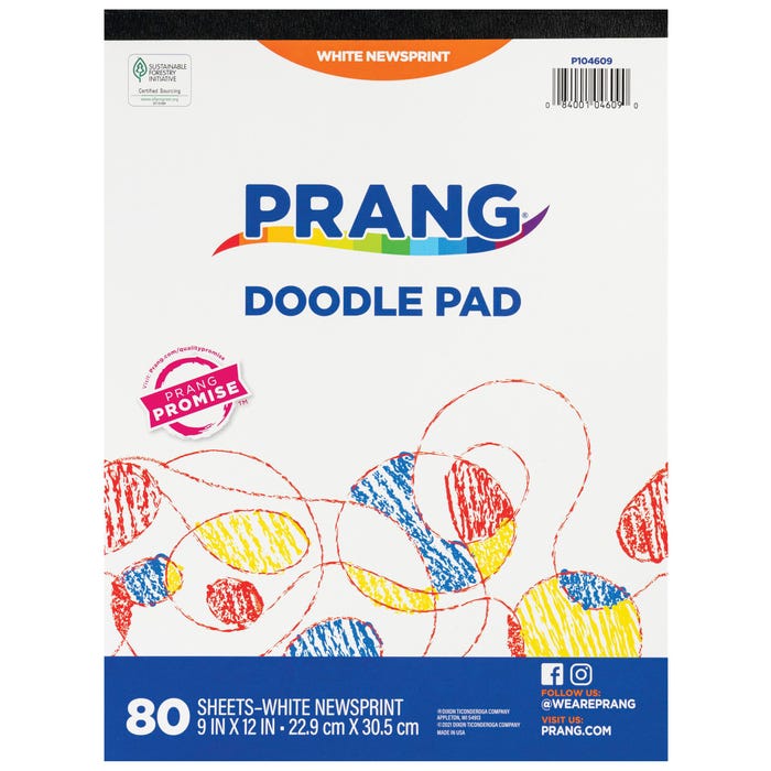 Prang® Doodle Pad, White, 9 x 12 Inches, 80 Sheets