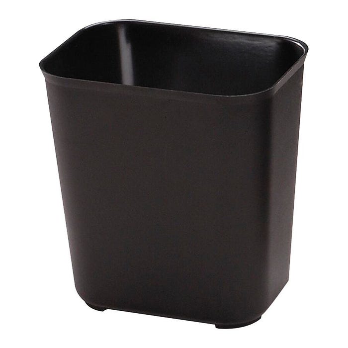 Rubbermaid Fire-Resistant Seamless Rectangle Waste Basket, 28 Quart, Fiber Glass, Black
