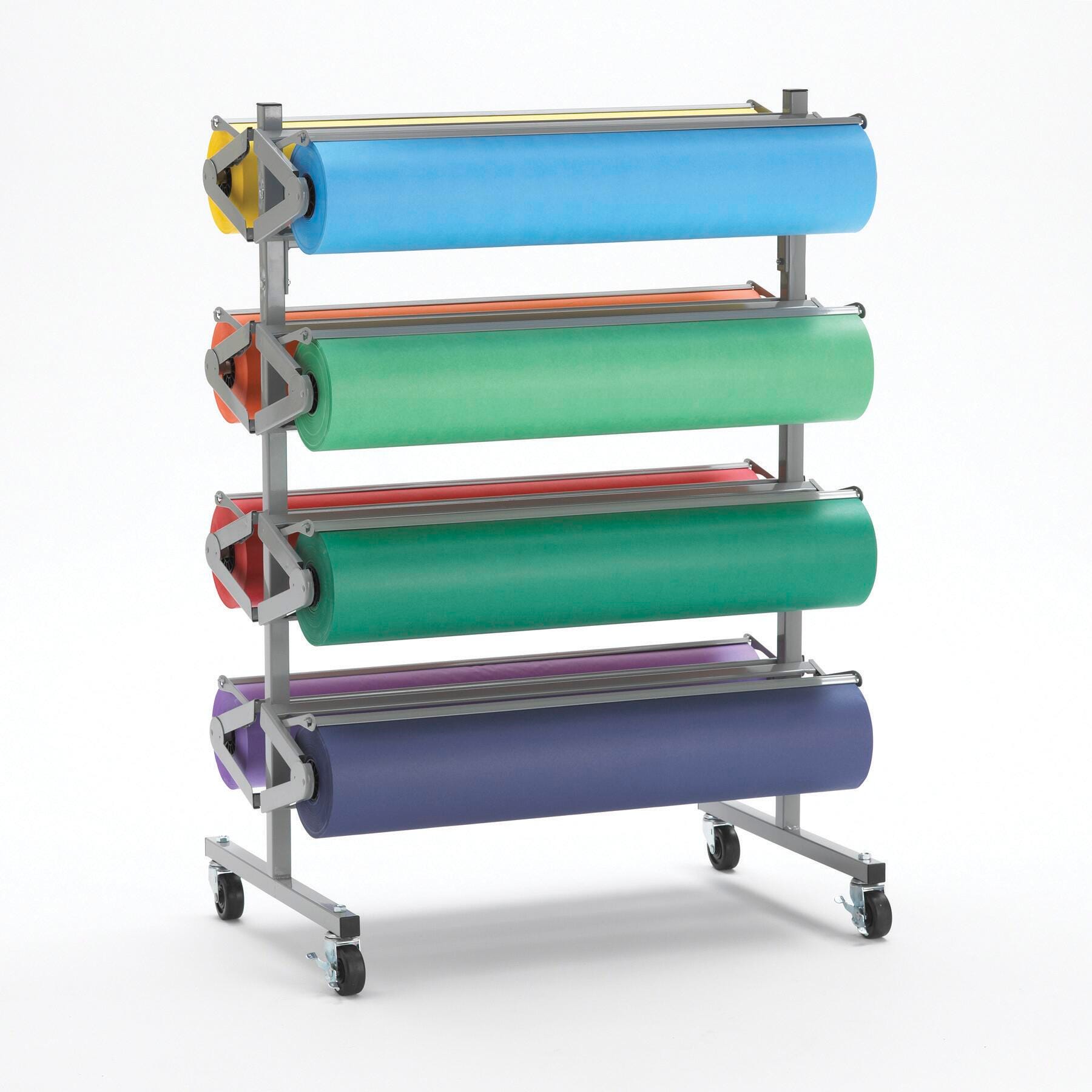 Bulman Horizontal Steel Paper Roll Dispenser and Cutter Rack with Swivel Casters, Item Number 1337220