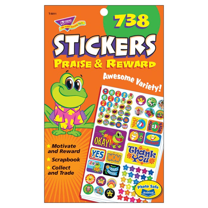 Trend Enterprises Sticker Pad, Praise & Reward, Pack of 738
