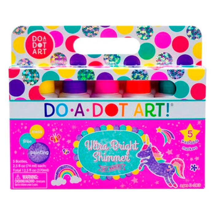 Do-A-Dot Art Paint Washable Markers, Shimmers Dauber Tip, Assorted Ultra Bright Colors, Set of 5