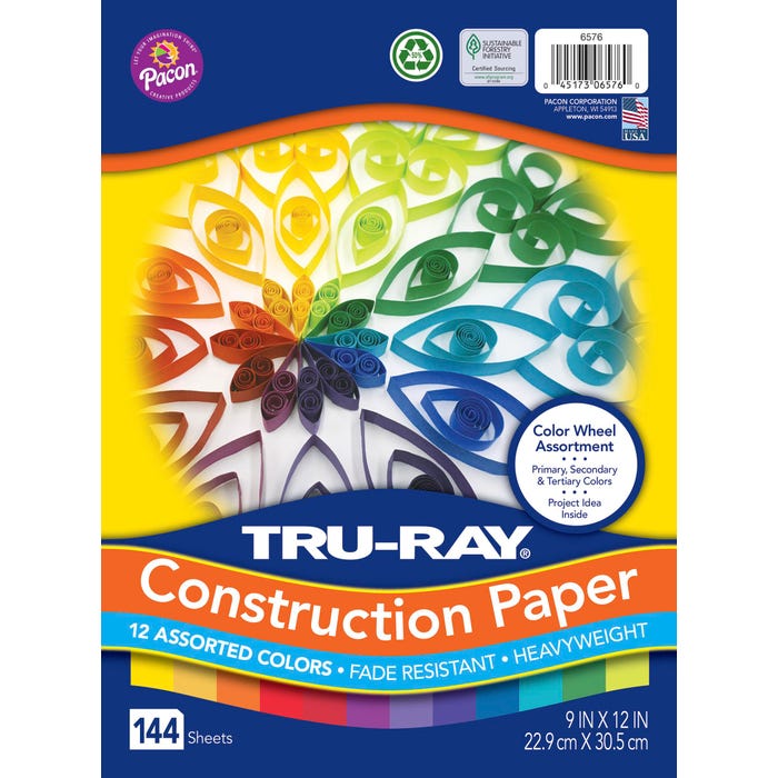 Tru-Ray Color Wheel Assortment, 9 x 12 Inches, Assorted Colors, Pack of 144