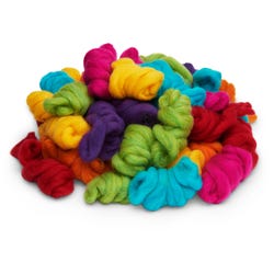 Maori Wool Felting Fibers, 8 oz, Assorted Bright Vivid