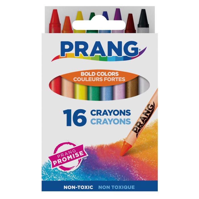 Prang Molded Crayon Set in Tuck Box, Assorted Colors, Set of 16