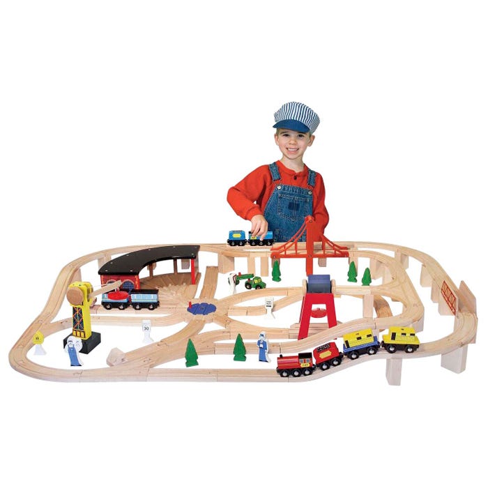 Melissa & Doug Deluxe Wooden Railway Set, 132 Pieces