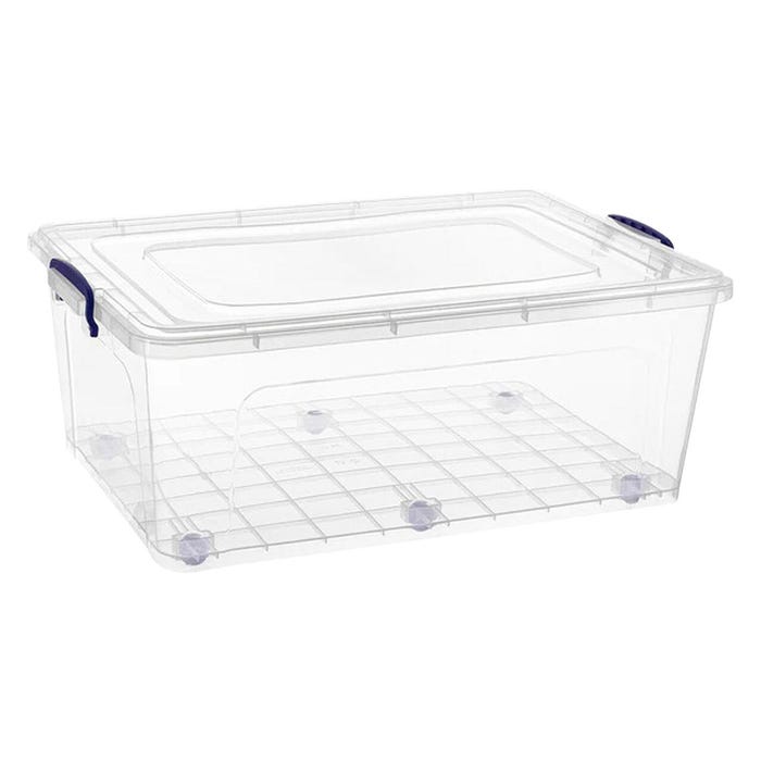 Superio Brand Wheeled Storage Bin, 60 Quart, 56 Liter, Clear