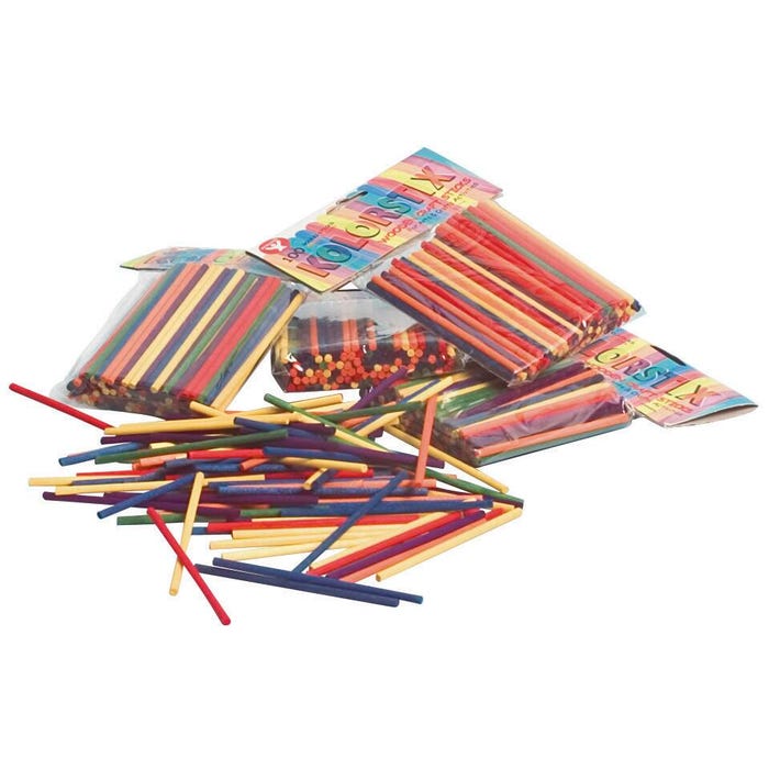 Hygloss Kolorstix Wood Round Craft Stick, Assorted Color, Set of 500
