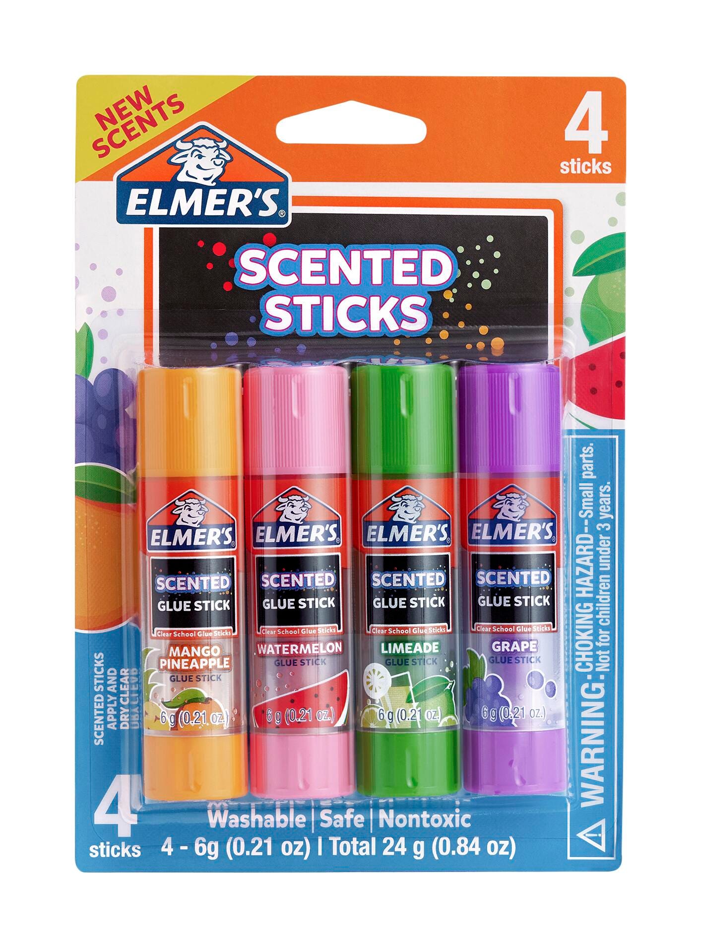 Elmer’s Scented Glue Sticks, 0.21 Ounces, Assorted Scents, Clear, Set of 4 2102337