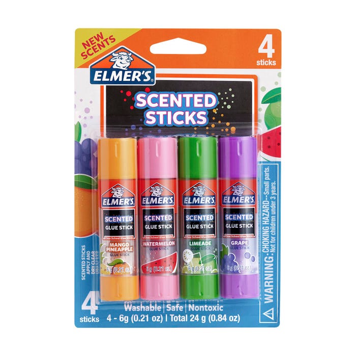 Elmer’s Scented Glue Sticks, 0.21 Ounces, Assorted Scents, Clear, Set of 4
