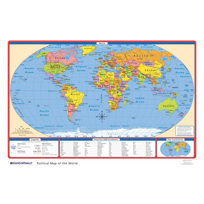 Rand McNally Political United States and World Desk Map, Set of 30