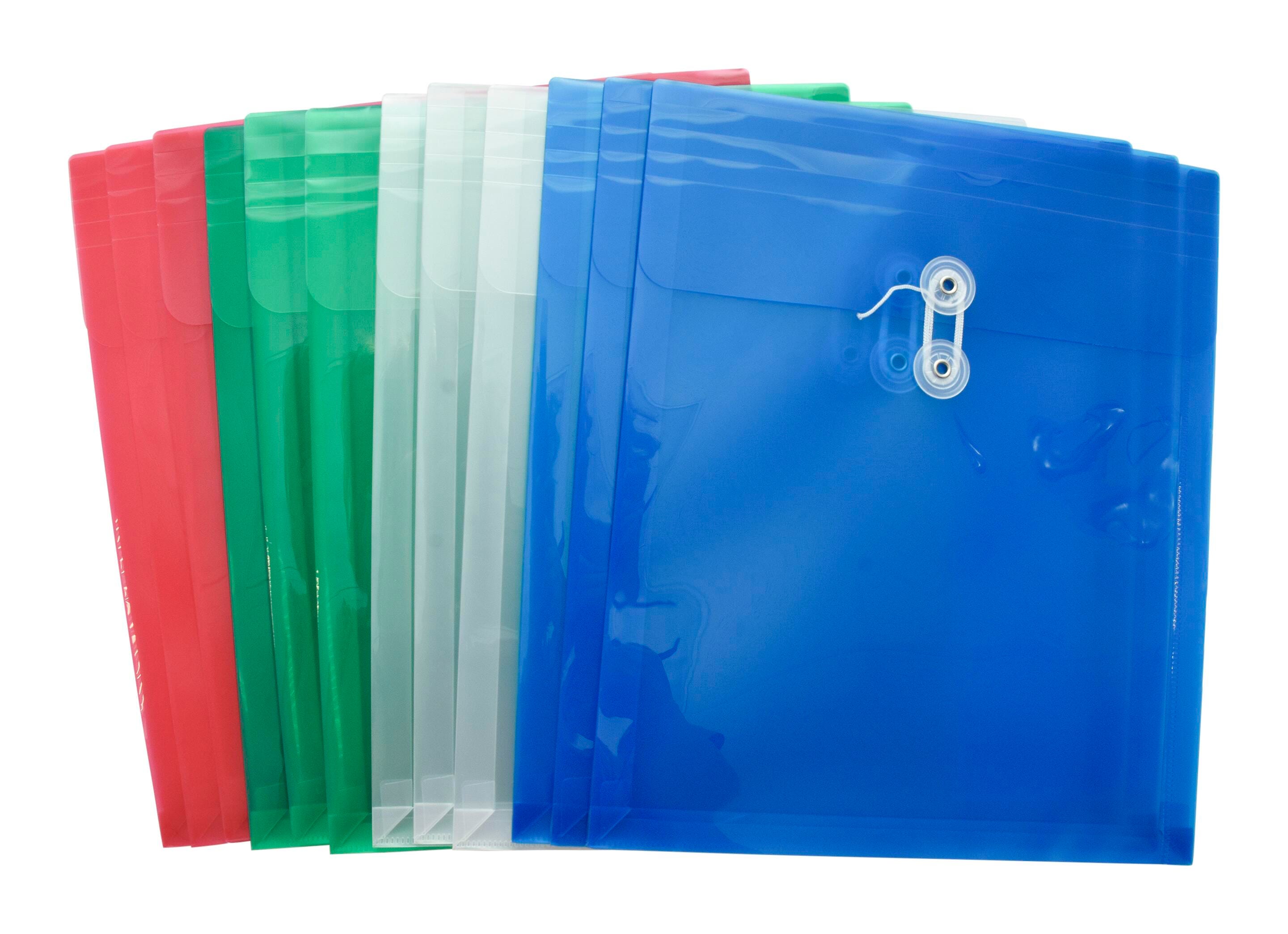 Image for School Smart Expanding Poly String Envelopes, Letter Size, Top Load, Assorted Colors, Pack of 12 from School Specialty