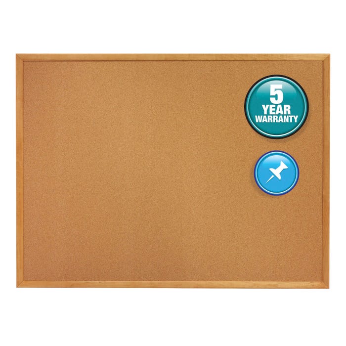 Quartet Resilient Bulletin Board, 36 x 24 Inches, Cork, Oak Frame, Natural, Horizontal/Vertical Mount
