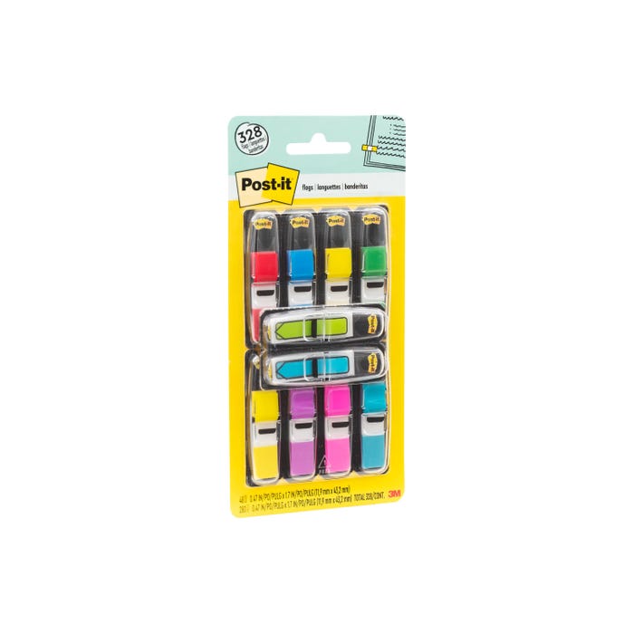 Post-it Flag Value Pack with Bonus Arrow Flags, 1/2 x 1-7/10 Inches, Assorted Colors, Pack of 328