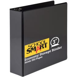 Image for School Smart Round Ring Binder, Polypropylene, 3 Inches, Black from School Specialty