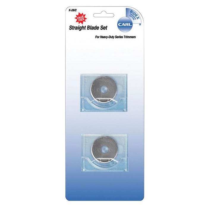CARL Inc K-28 Heavy Duty Straight Replacement Blade for DC210 220 238, Steel Blade, Silver, Pack of 2