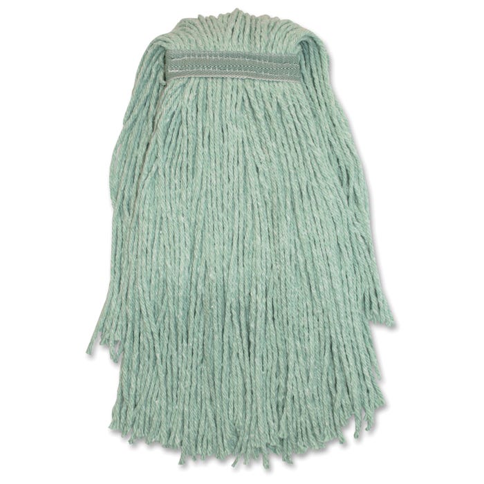 Genuine Joe Cut End Blended Yarn Narrow Band Mophead, Green