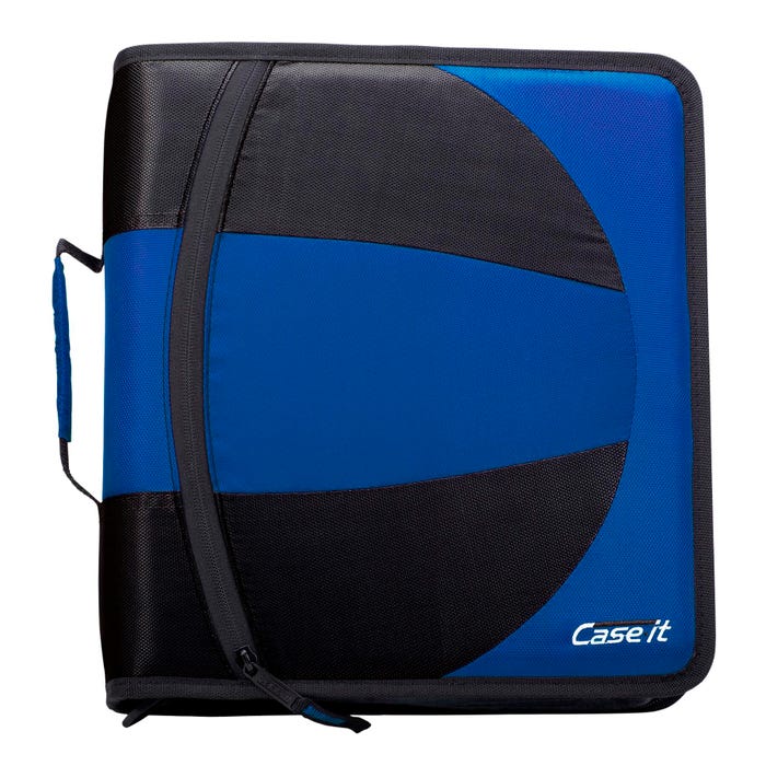 Case·it Dual Ring Zipper Binder, D-Ring, 1-1/2 Inches, Midnight Blue