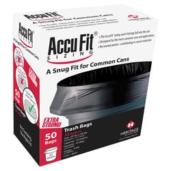 Heritage Low Density Can Liners, 32 Gallon, 0.90 mil, Black, 50 Count, Case of 6