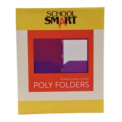 School Smart 2-Pocket Poly Folders with Fasteners, Letter-Size, Purple, Pack of 25 2019635