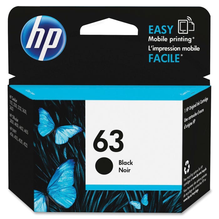 HP 63 Ink Cartridge, F6U62AN, Black