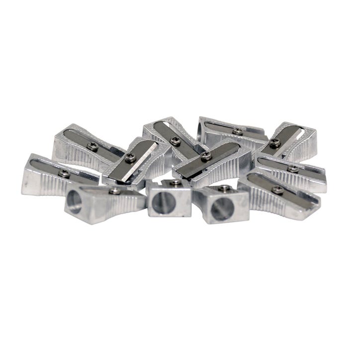 School Smart 1 Hole Pencil Sharpeners, Silver, Pack of 12