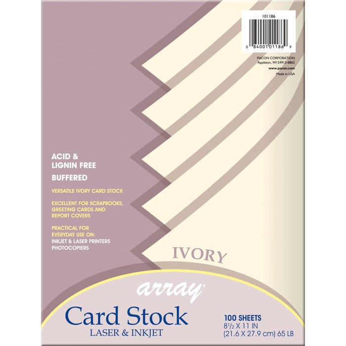 Array Card Stock Paper, 8-1/2 x 11 Inches, Ivory, Pack of 100