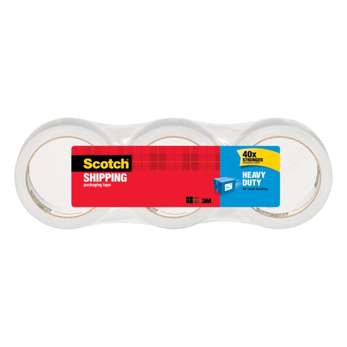 Scotch Heavy Duty Shipping Packaging Tape, 1.88 Inches x 54.6 Yards, Clear, Pack of 3