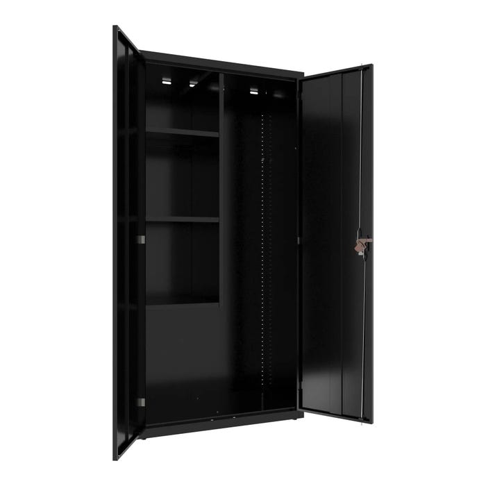 Hirsh Janitorial Cabinet, 36 x 18 x 72 Inches, Black