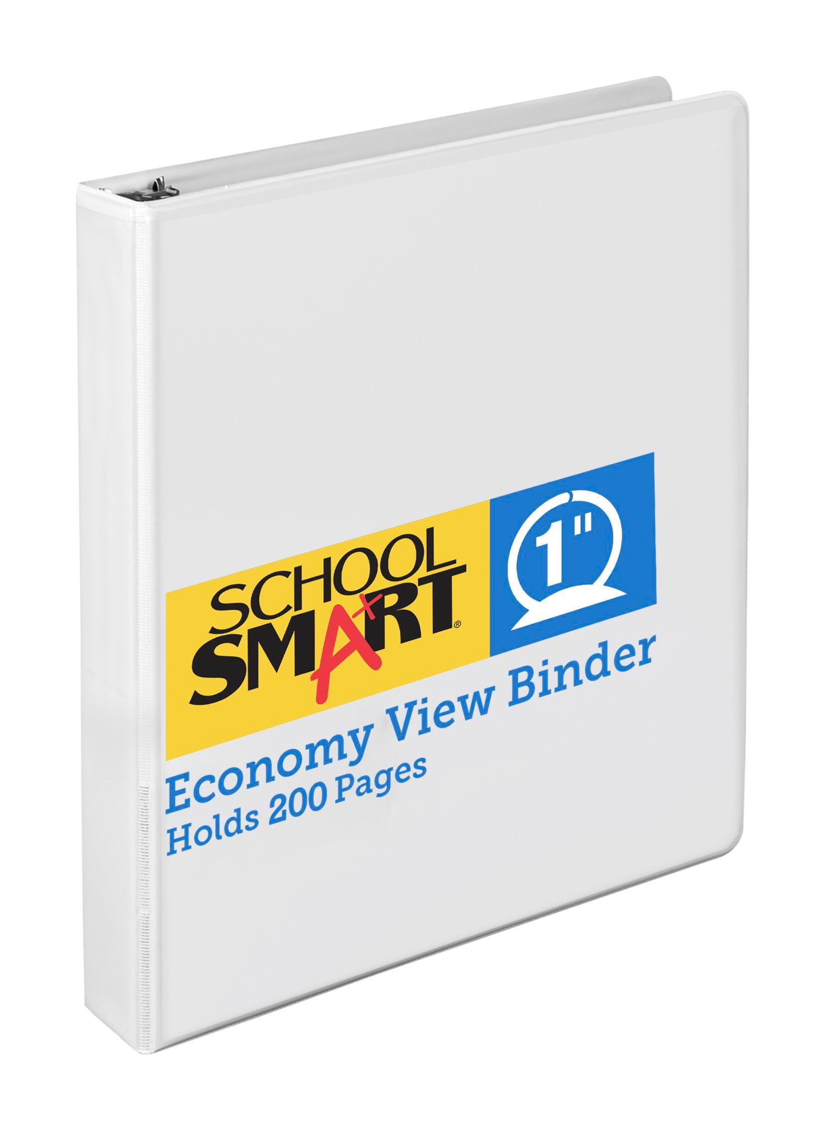 School Smart Round Ring View Binder, Polypropylene, 1 Inch, White 086388