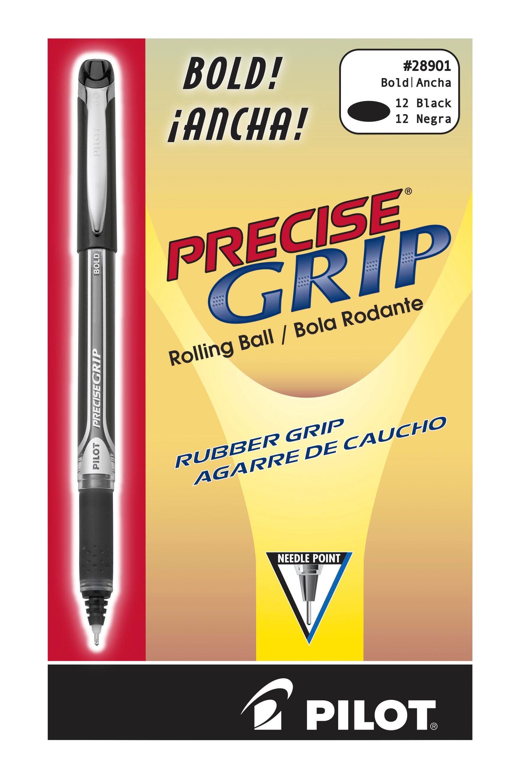 Pilot Precise Grip Rolling Ball Stick Pens, Bold Point, Black Ink, Pack of 12 2131046