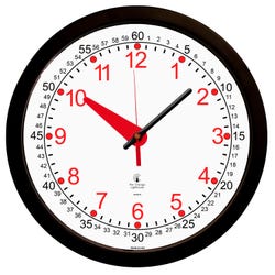 Schoolhouse Quartz Teaching Wall Clock, 14-1/2 Inch Diameter, Black Frame, Case of 10