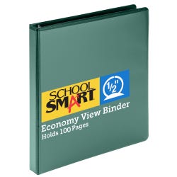 School Smart Polypropylene Round Ring View Binder, 1/2 Inch, Green 2138585