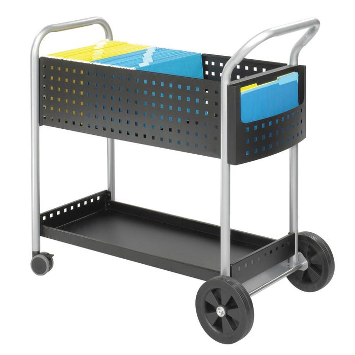 Safco Scoot Mail Cart, 22-1/2 W x 39-1/2 D x 40-3/4 H in, Black