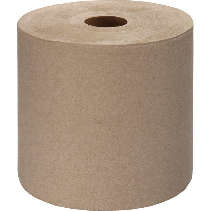 Genuine Joe Embossed Hardwound Roll Towels, 2 Inch Core, Kraft, Pack of 6