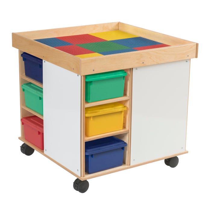 Childcraft Collaboration Table, Colored Trays, Standard Grids, 30-3/4 x 30-3/4 x 30 Inches