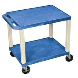 Luxor 2-Shelf Tuffy Cart without Power, Blue Shelves, Putty Legs, 24 x 18 x 24-1/2 Inches