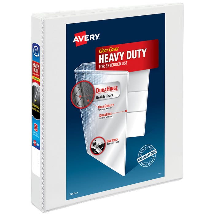 Avery Heavy Duty View Non-Stick Binder, 1 Inch, One Touch Slant Ring, White