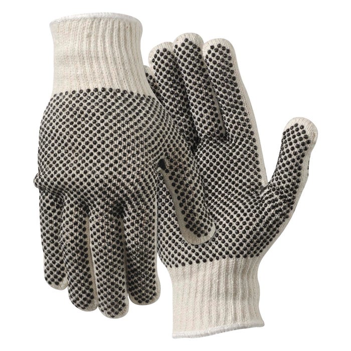 MCR Safety Work Gloves, Large, Poly/Cotton, White, 1 Pair