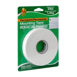 Duck Brand Permanent Mounting Tape, 3/4 Inch x 15 Feet, White, Item Number 2102927