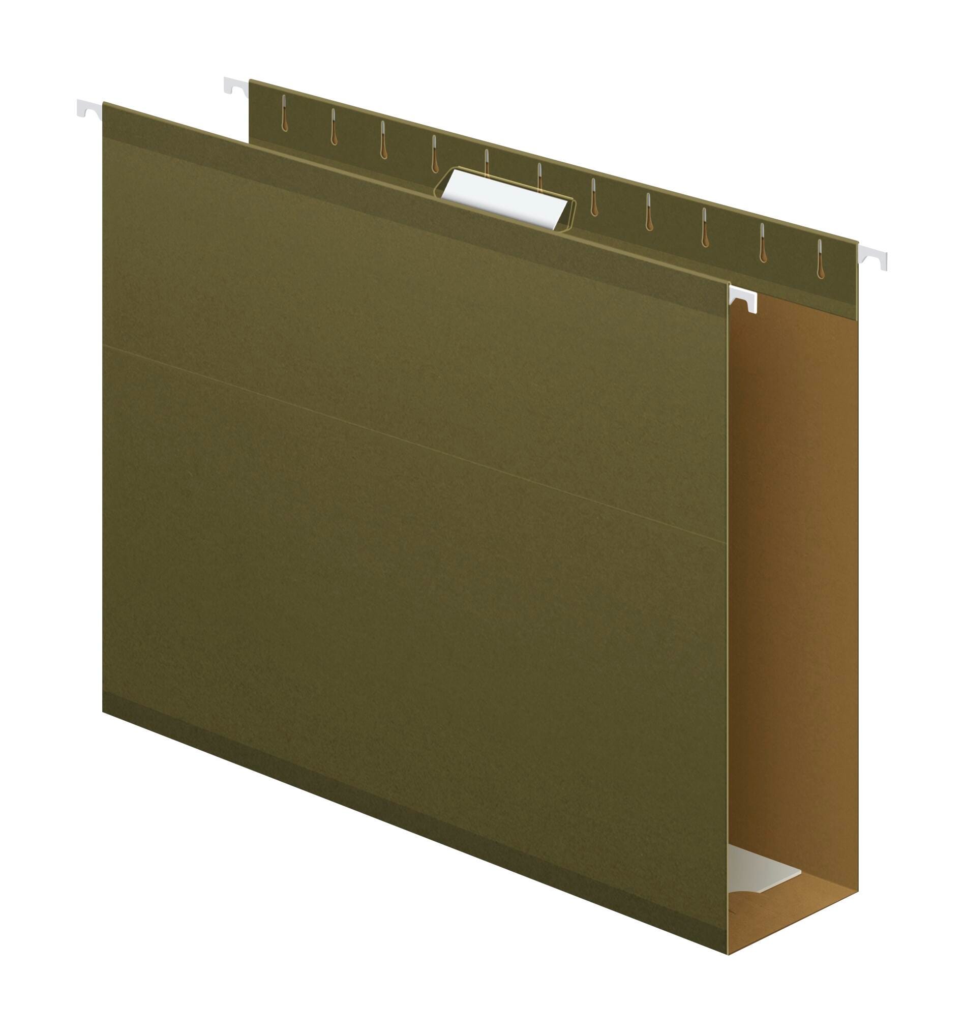 Pendaflex Extra Capacity Reinforced Hanging File Folder, 1/5 Cut Tabs, Letter Size, 3 Inch Expansion, Green, Pack of 25 038053