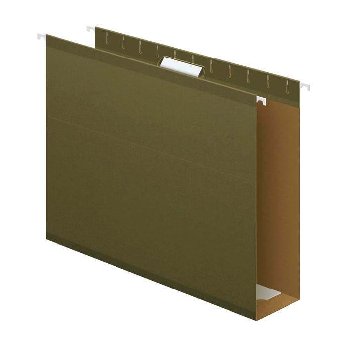 Pendaflex Extra Capacity Reinforced Hanging File Folder, 1/5 Cut Tabs, Letter Size, 3 Inch Expansion, Green, Pack of 25