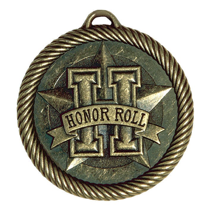 PDU CAT Multi-Level Dovetail/Honor Roll Value Medal, 2 Inches, Solid Die Cast, Gold