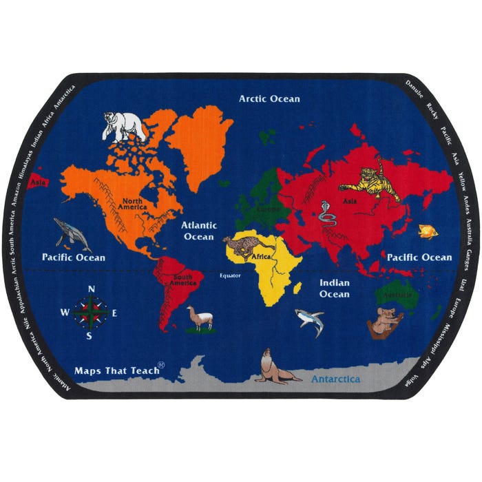 Flagship Carpets Maps That Teach Carpet, Oval