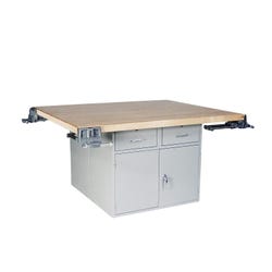 Montisa 4 Station Workbench with 4 Drawers, 2 Double Doors and 4 Vises 4000420