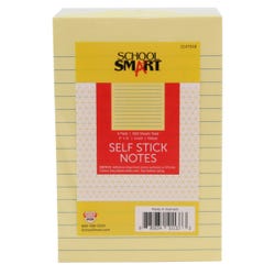 School Smart Removable Self-Stick Adhesive Notes, 4 x 6 Inches, Yellow, 100 Sheets/Pad, Pack of 5 2147348