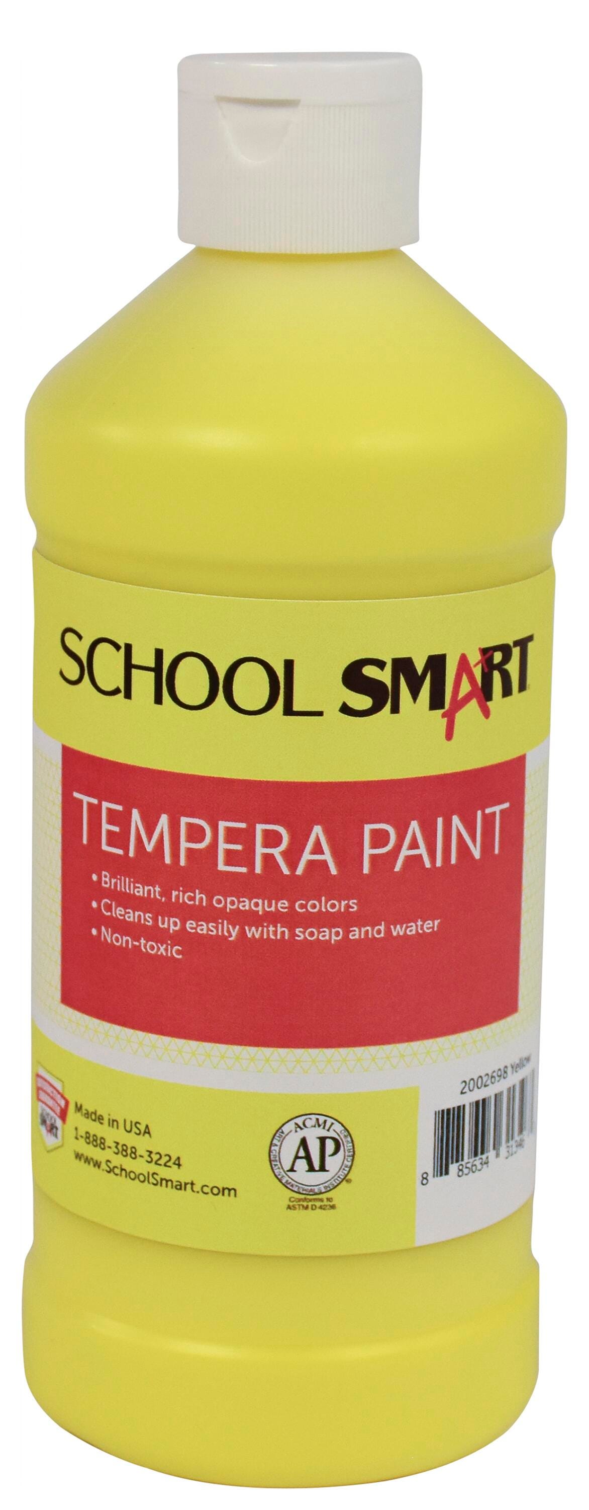 School Smart Tempera Paint, Yellow, 1 Pint Bottle Item Number 2002698