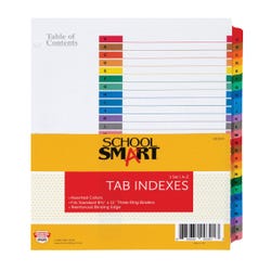School Smart A-Z Tab Index Paper Dividers, Assorted Colors 081939